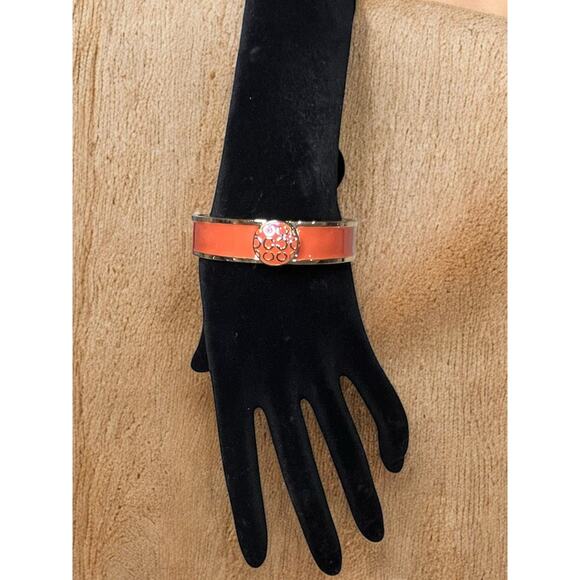 Y2K Coach Signature Metal Enamel OP Art Hinge Bangle - Picture 2 of 6